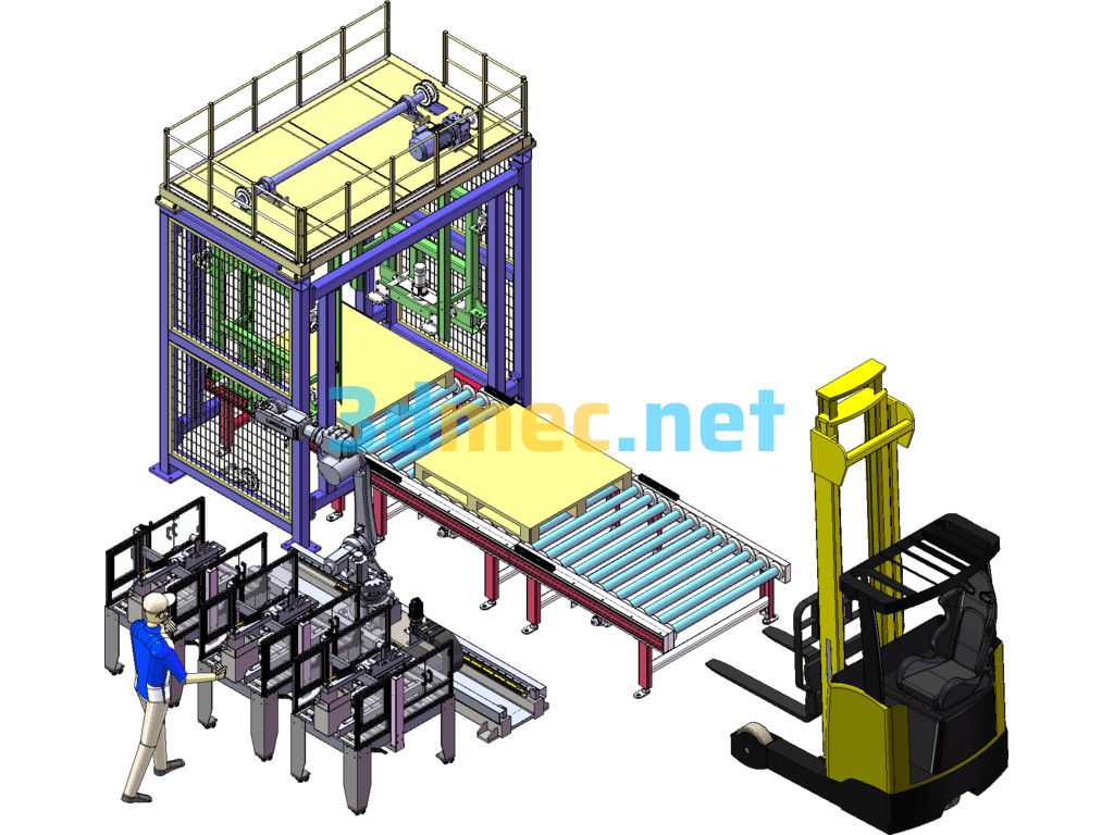 Automatic Packaging And Palletizing Of Cartons - 3D Model SolidWorks Free Download