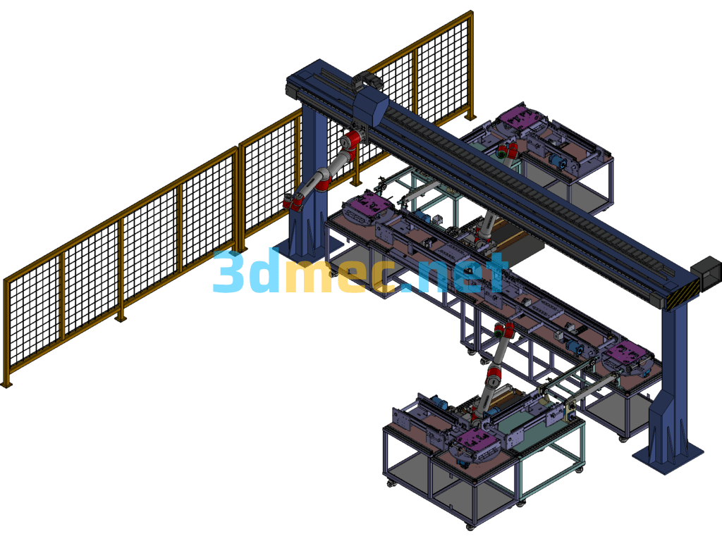 Automated Conveyor Assembly Line - 3D Model Exported Free Download