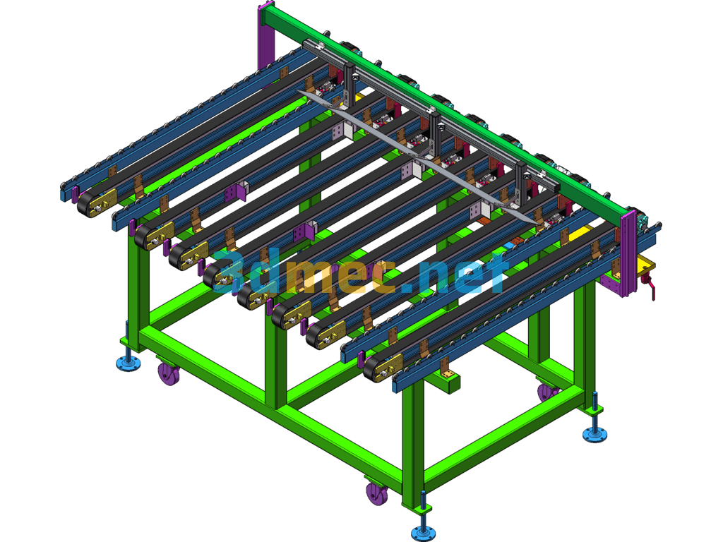 Synchronous Belt Conveyor (With Belt Cleaning Device) - 3D Model SolidWorks Free Download