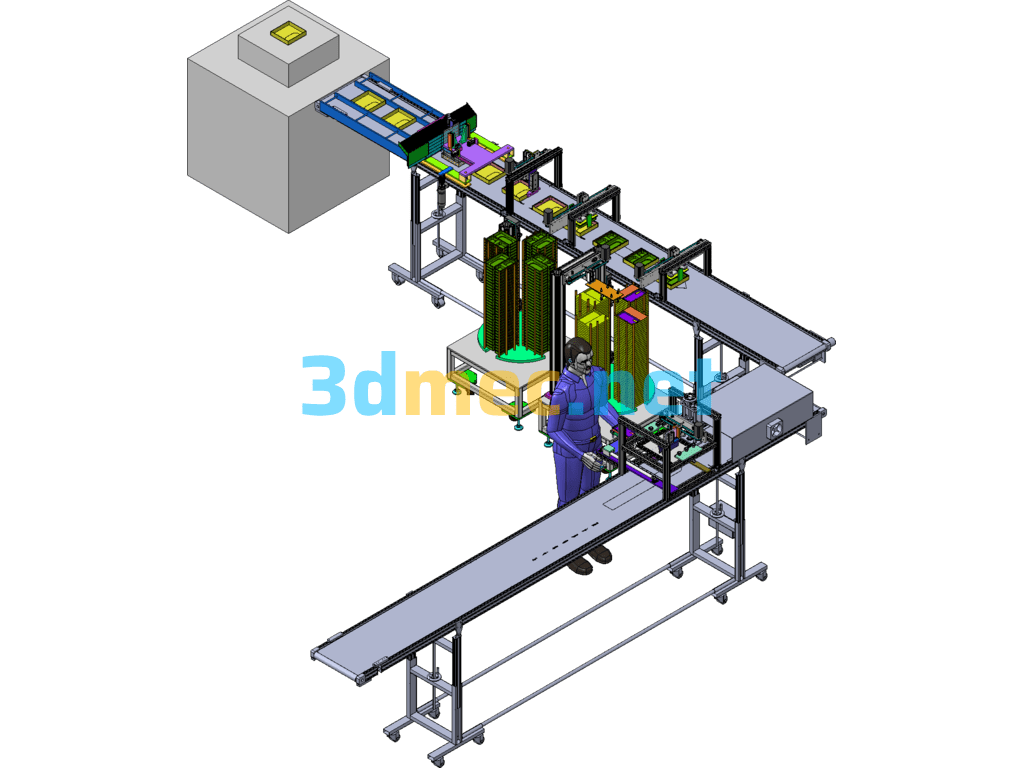 Carton Assembly Line - 3D Model SolidWorks Free Download