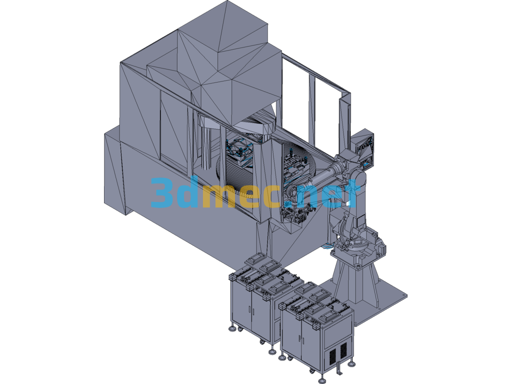 Vertical Injection Molding Robot Loading And Unloading, Implantation And Removal Automation - 3D Model ProE Creo.Parametric Free Download