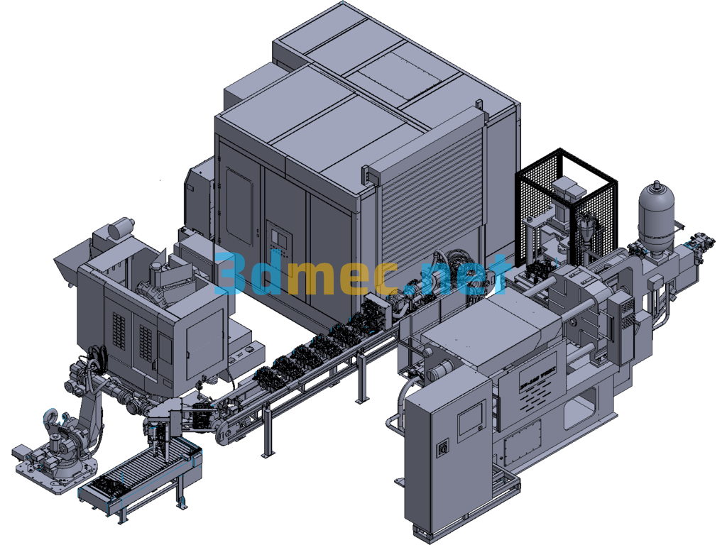 Die-Casting Aluminum Alloy Die-Casting Island Precision Cutting, Deburring And Finishing Line - 3D Model Exported Free Download