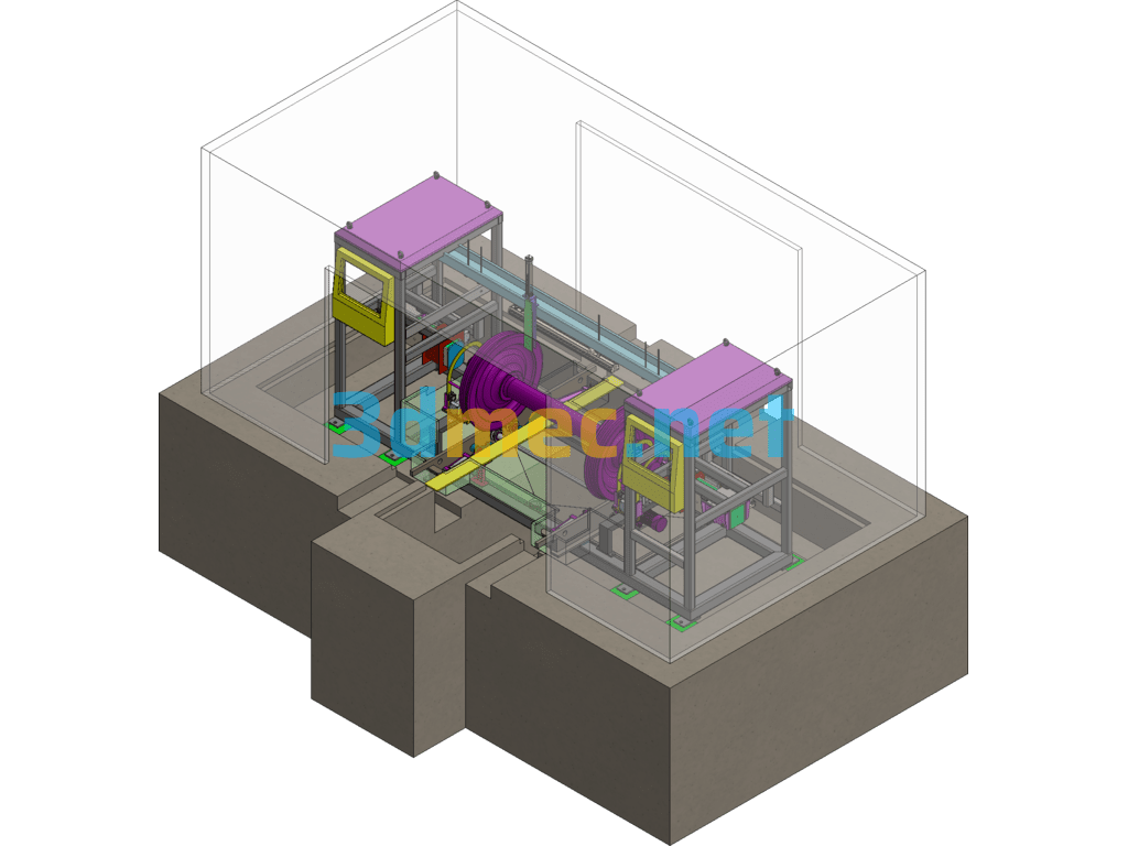 Magnetic Particle Testing Equipment For Subway Wheels - 3D Model SolidWorks Free Download