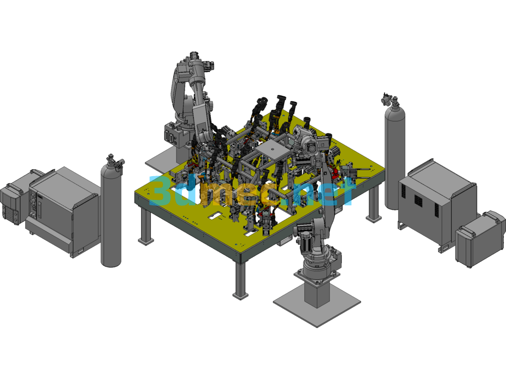 Design Of Automatic Welding Station For Rotating Support Square Pipe Rack Of Cement Pump Truck - 3D Model Exported Free Download