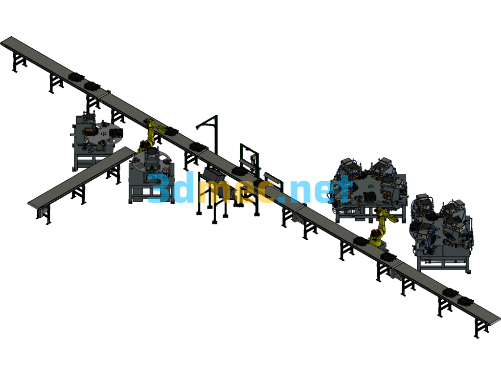 Design Of Automatic Punching Production Line For Plastic Shell Outlet Edge - 3D Model Exported Free Download