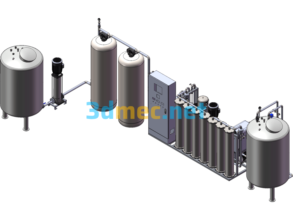 4000 Pure Water Preparation Water Treatment Equipment - 3D Model SolidWorks Free Download