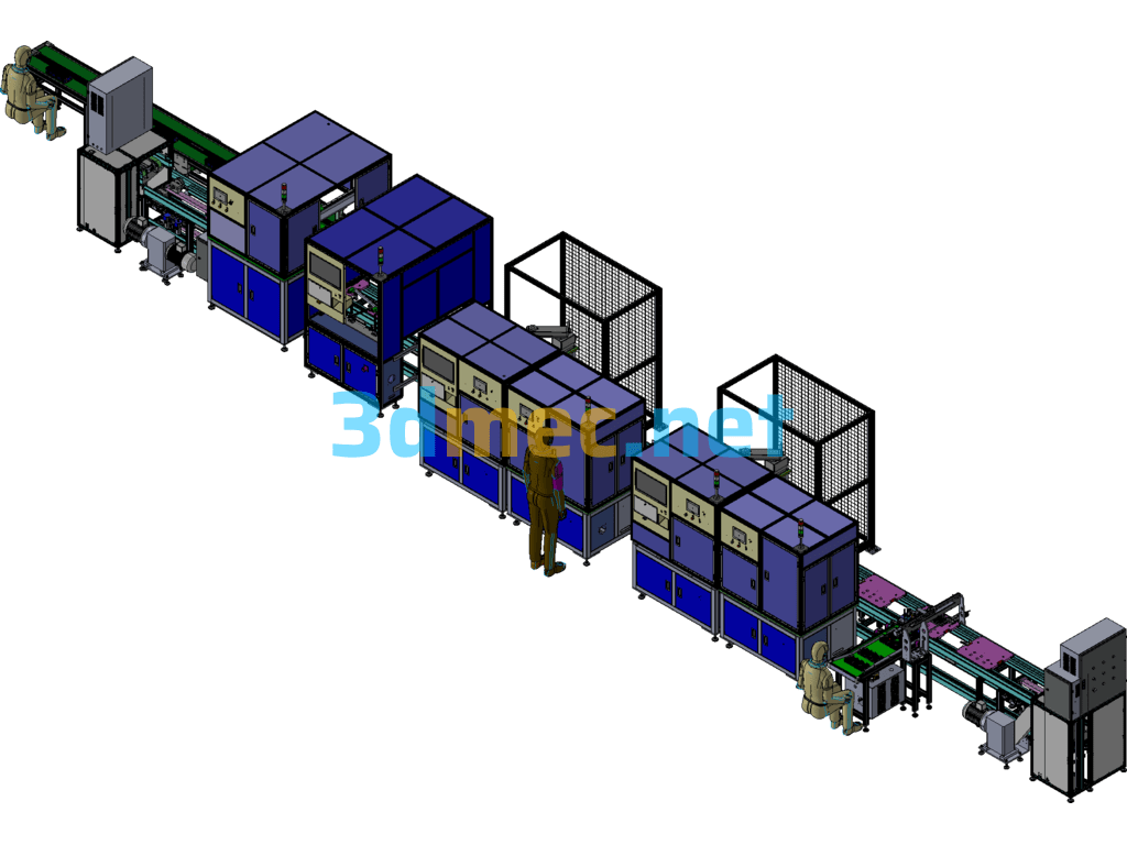 Lithium Battery Cell Automatic Assembly Line 18650 Battery Cell Assembly Cylindrical Battery Lower Bracket Assembly Equipment - 3D Model Exported Free Download