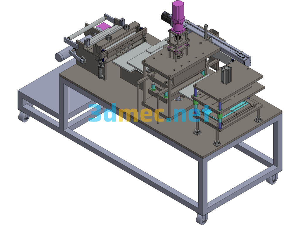 Lithium-Ion Battery Feeding Conveying Cutting Machine - 3D Model Exported Free Download