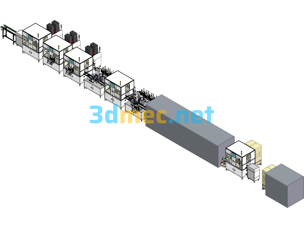 8-Channel TR Component Integrated Automatic Assembly Line - 3D Model SolidWorks Free Download