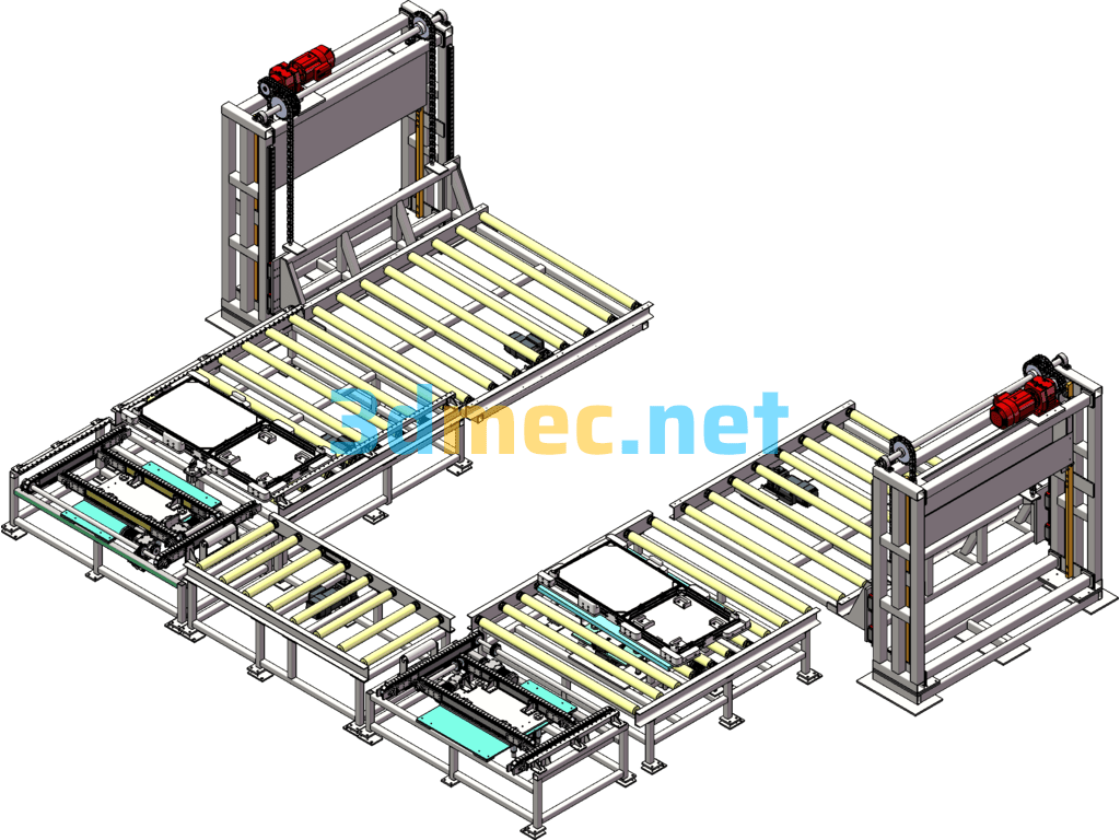 Drum Line Upper And Lower Material Assembly Line - 3D Model SolidWorks Free Download