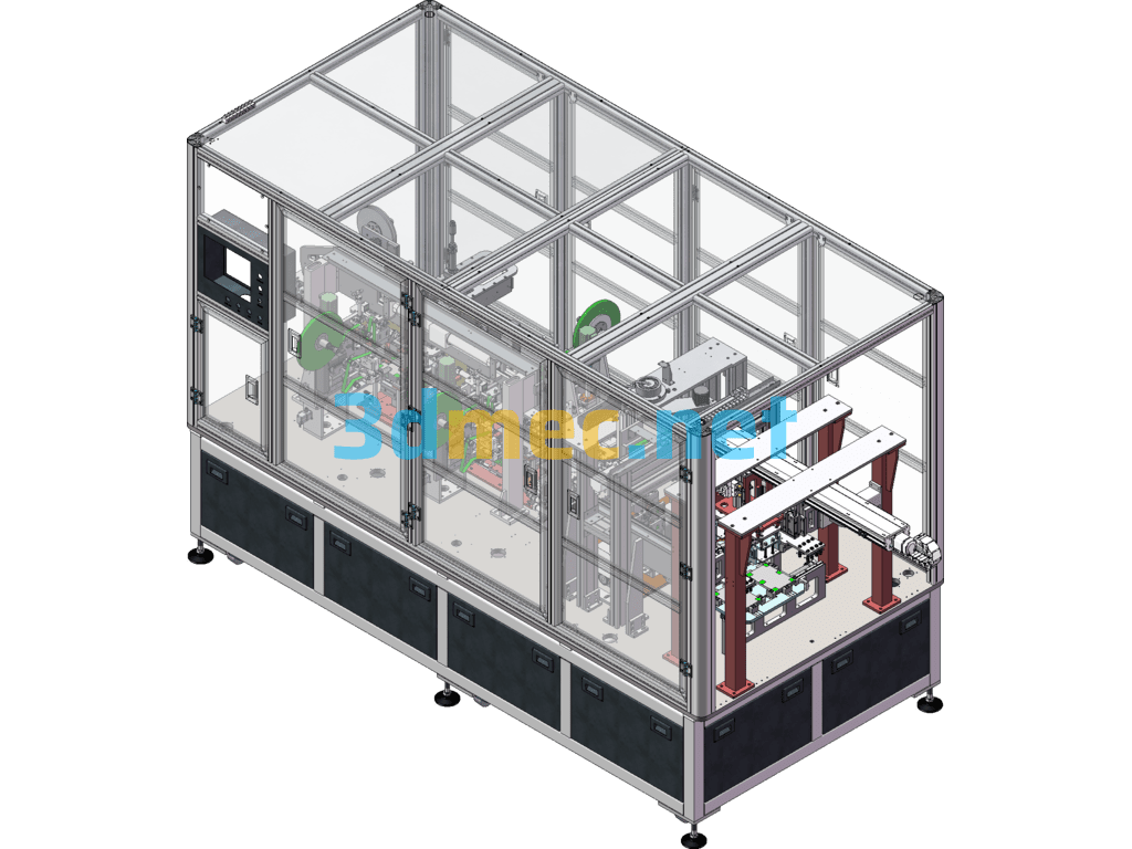 Prismatic Lithium Battery Cell Adhesive Tape Closing Equipment - 3D Model SolidWorks Free Download