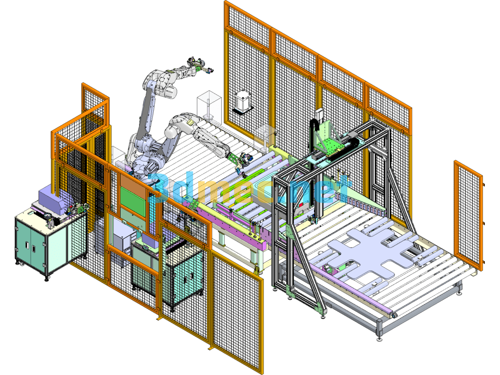 Robot Labeling Line - 3D Model SolidWorks Free Download