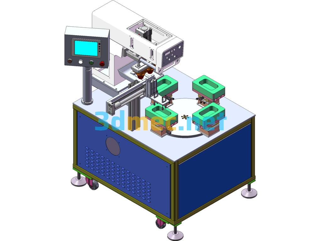 Four-Station Turntable Pad Printing Machine - 3D Model SolidWorks Free Download