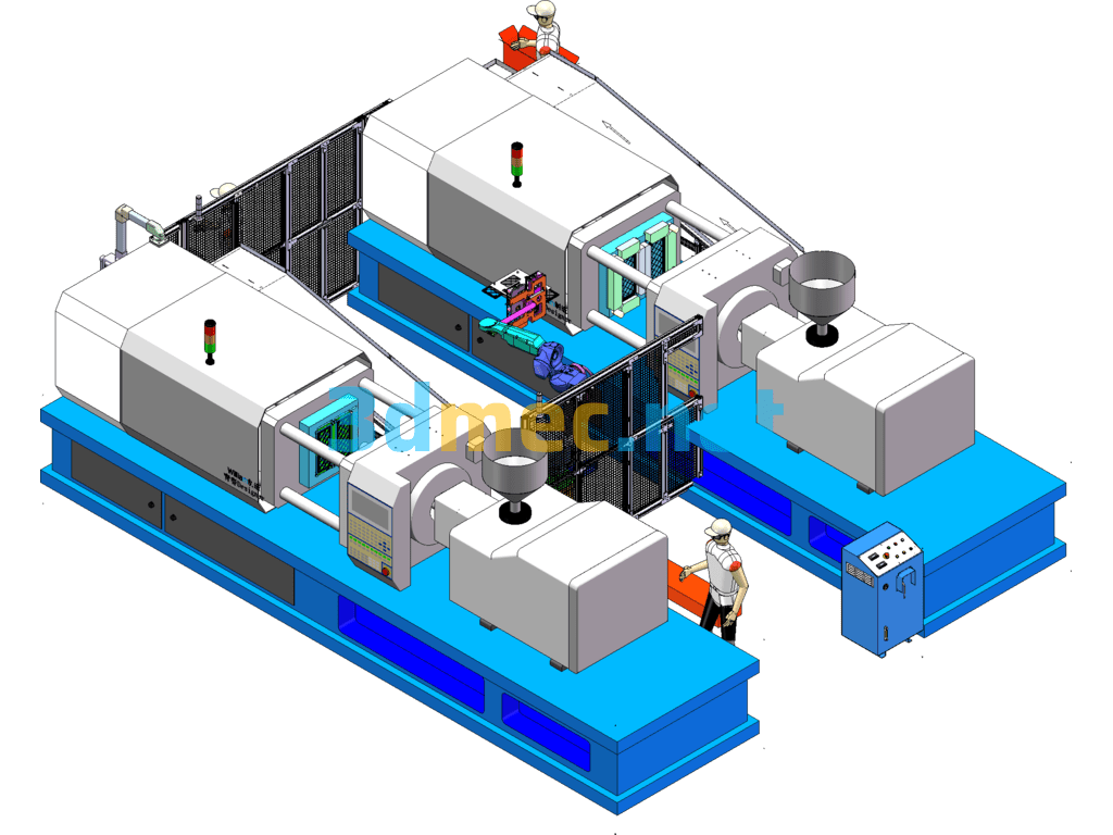 Injection Molding Line Automation Equipment - 3D Model SolidWorks Free Download