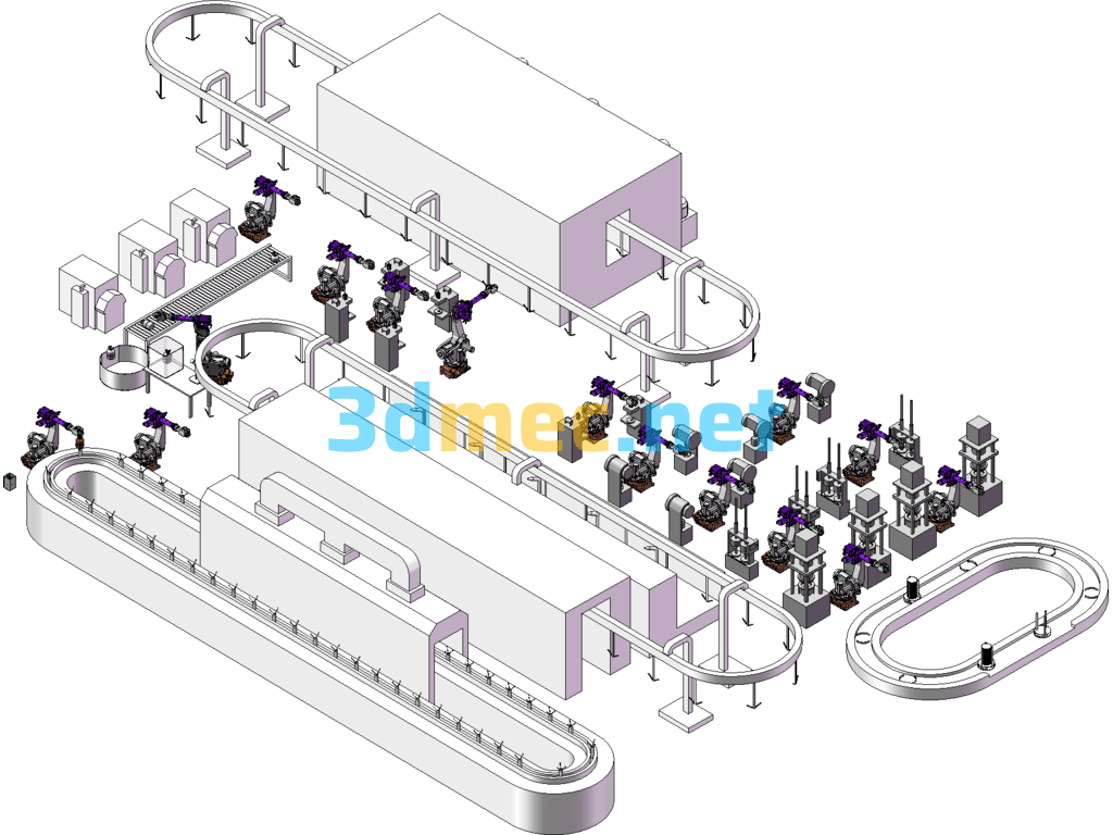 Steel Cylinder Production Line - 3D Model SolidWorks Free Download