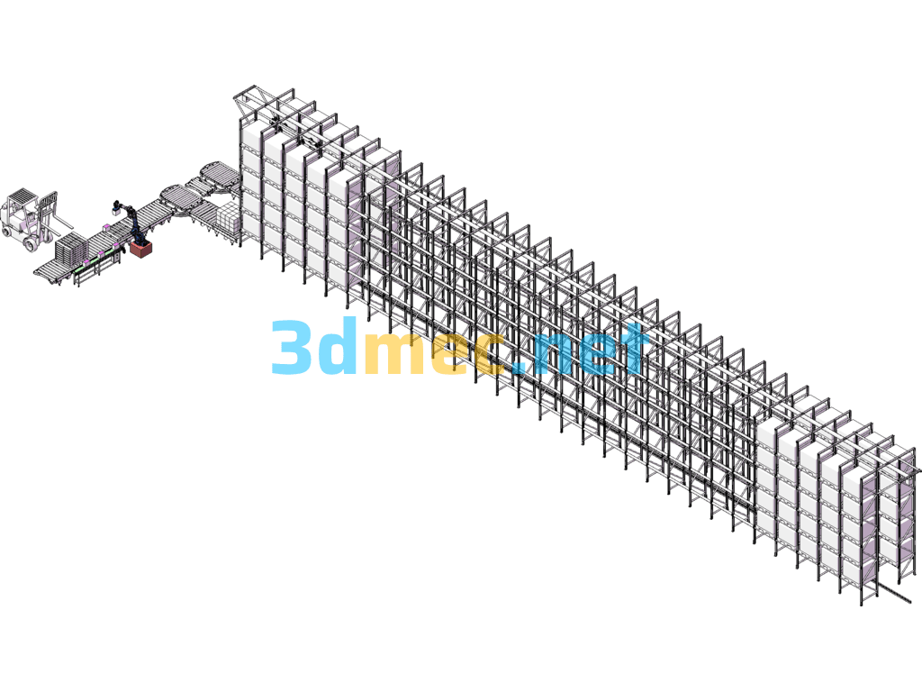 Yaskawa MH110 Robot Automated Palletizing Intelligent Stereoscopic Warehouse In And Out Of Storage Application - 3D Model SolidWorks Free Download