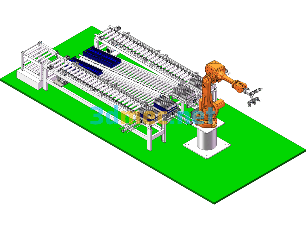 New Energy Battery Module Automated Assembly: Cell Automated Unpacking And Online - 3D Model SolidWorks Free Download