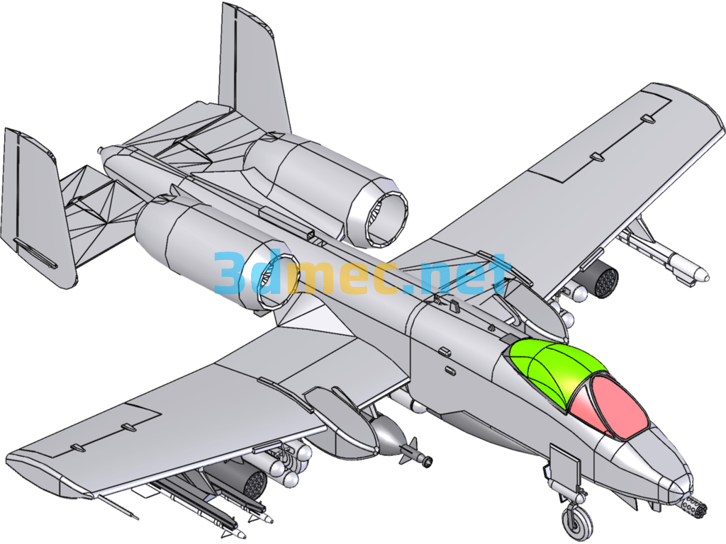 A10 Attack Aircraft - 3D Model SolidWorks Free Download