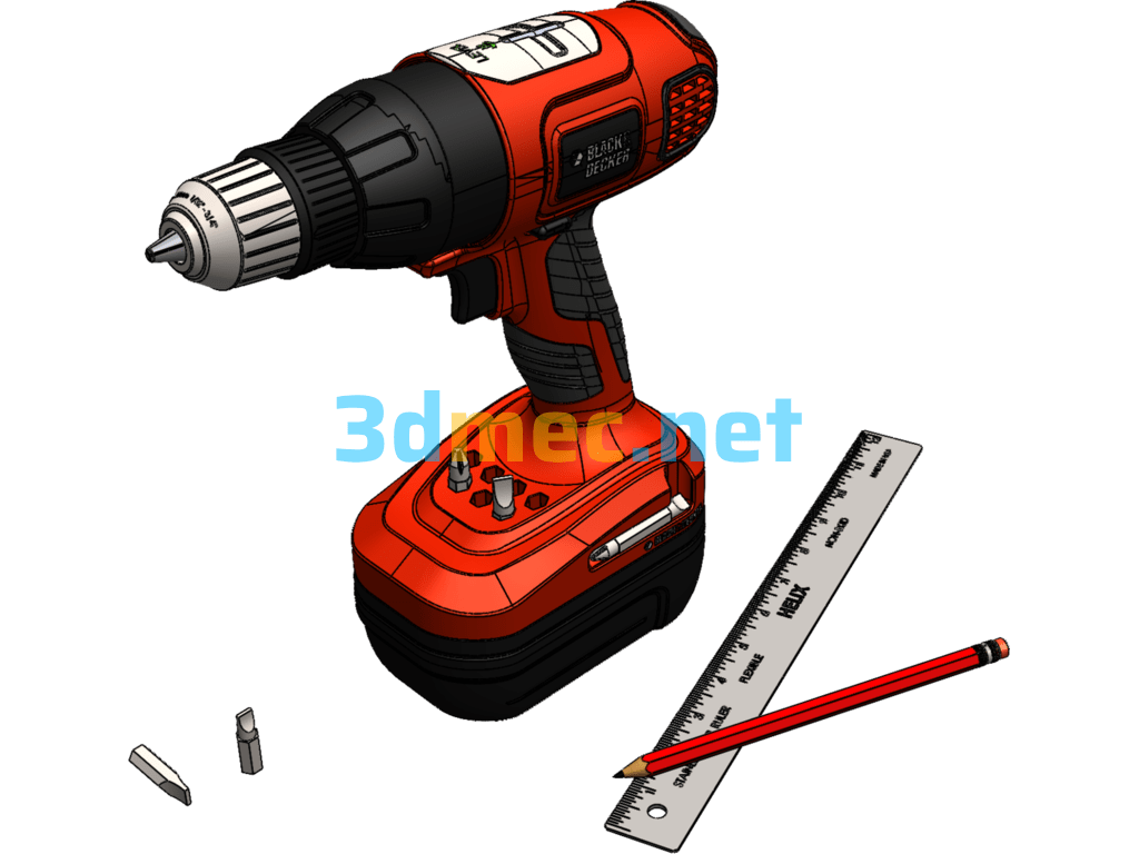 Black & Decker Cordless Drill/Driver - 3D Model SolidWorks Free Download