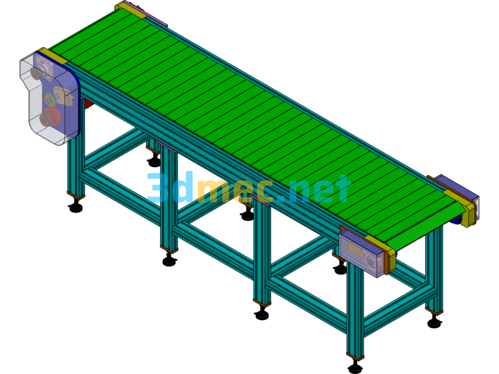 2m Chain Drive Line - 3D Model SolidWorks Free Download