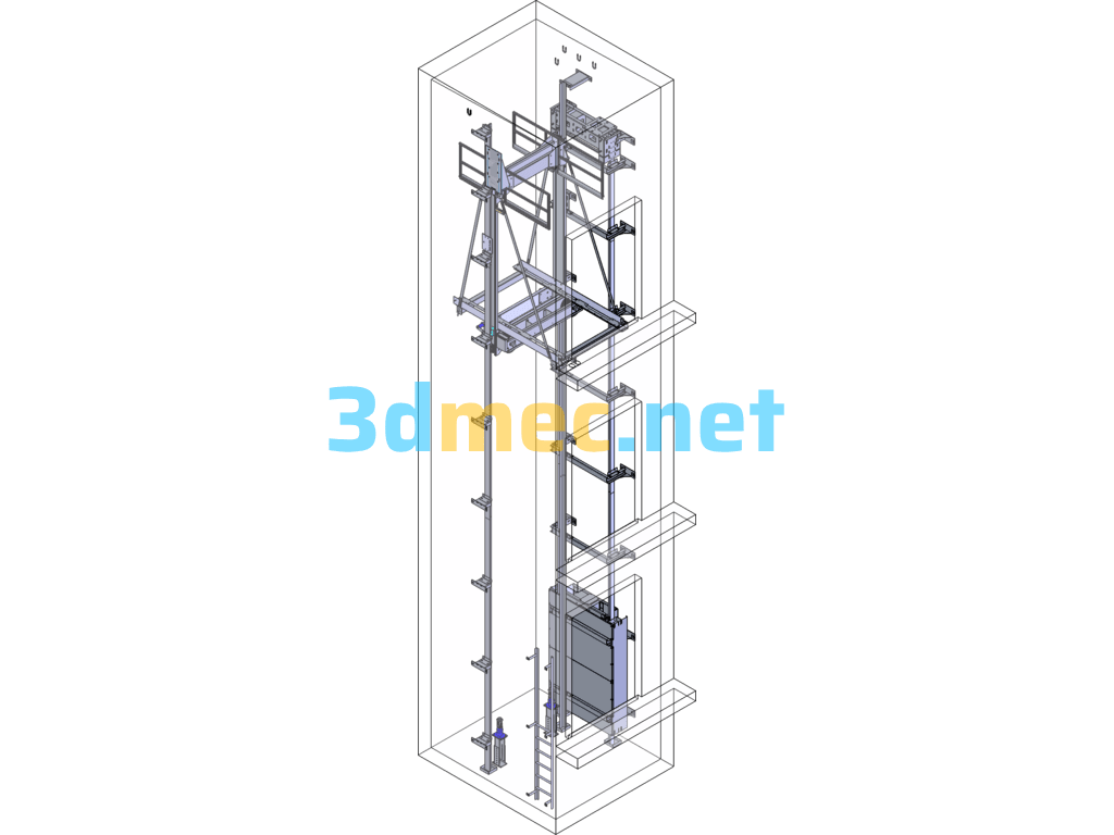 Hoistway Elevator Car Frame Mechanism - 3D Model SolidWorks Free Download