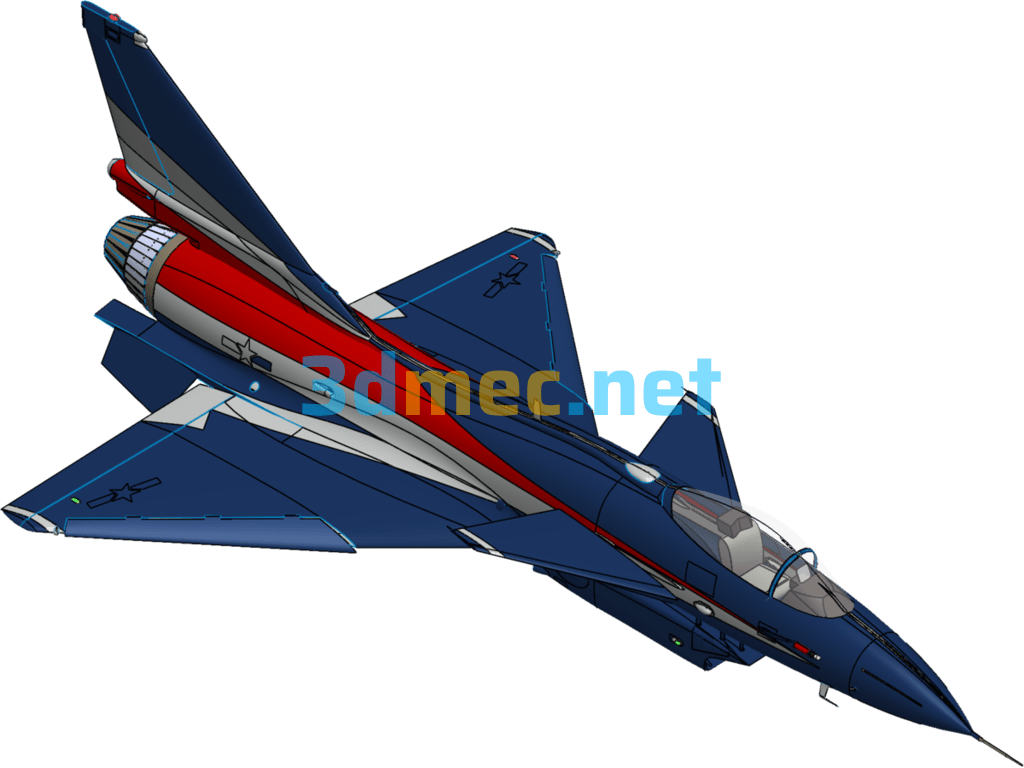 J-10 Fighter Jet (August 1st Demonstration Team Aircraft J10) - 3D Model SolidWorks Free Download