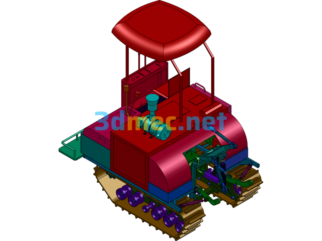 Crawler Tractor (Rotary Tiller) - 3D Model SolidWorks Free Download