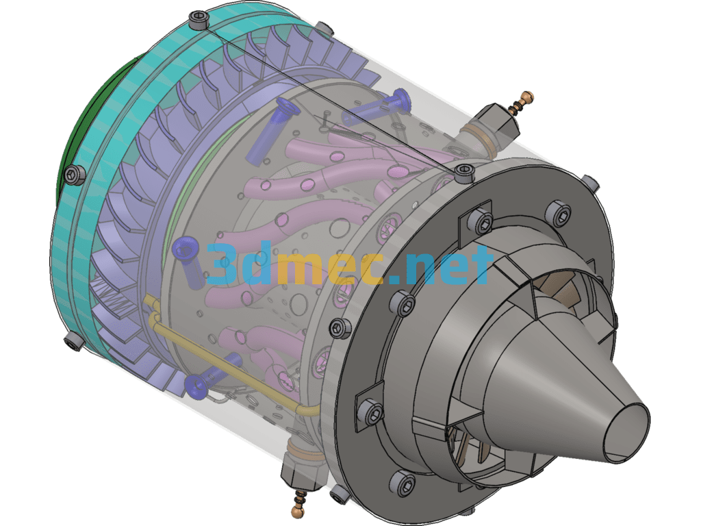 Ryan MW54 Gas Turbine Engine - 3D Model SolidWorks Free Download