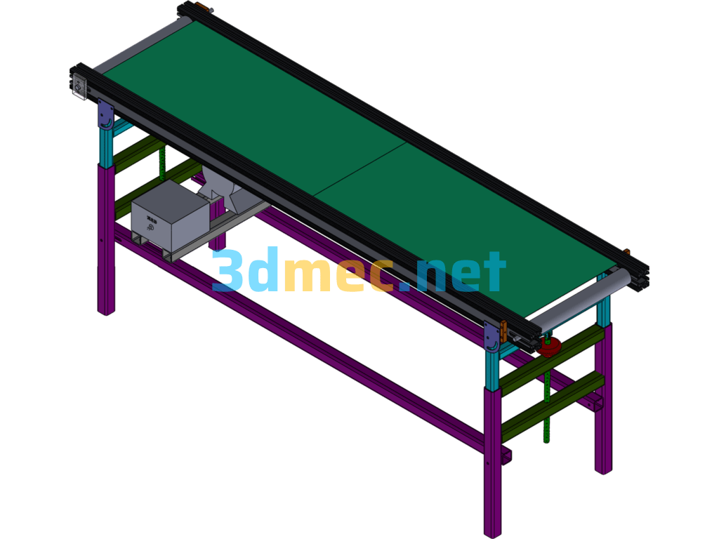 Angled Lifting Conveyor Belt Design - 3D Model SolidWorks Free Download