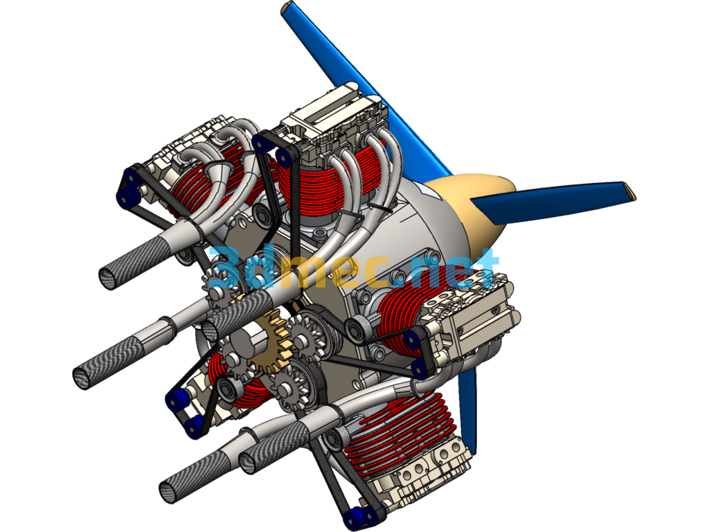 Small Aircraft Engines - 3D Model SolidWorks Free Download