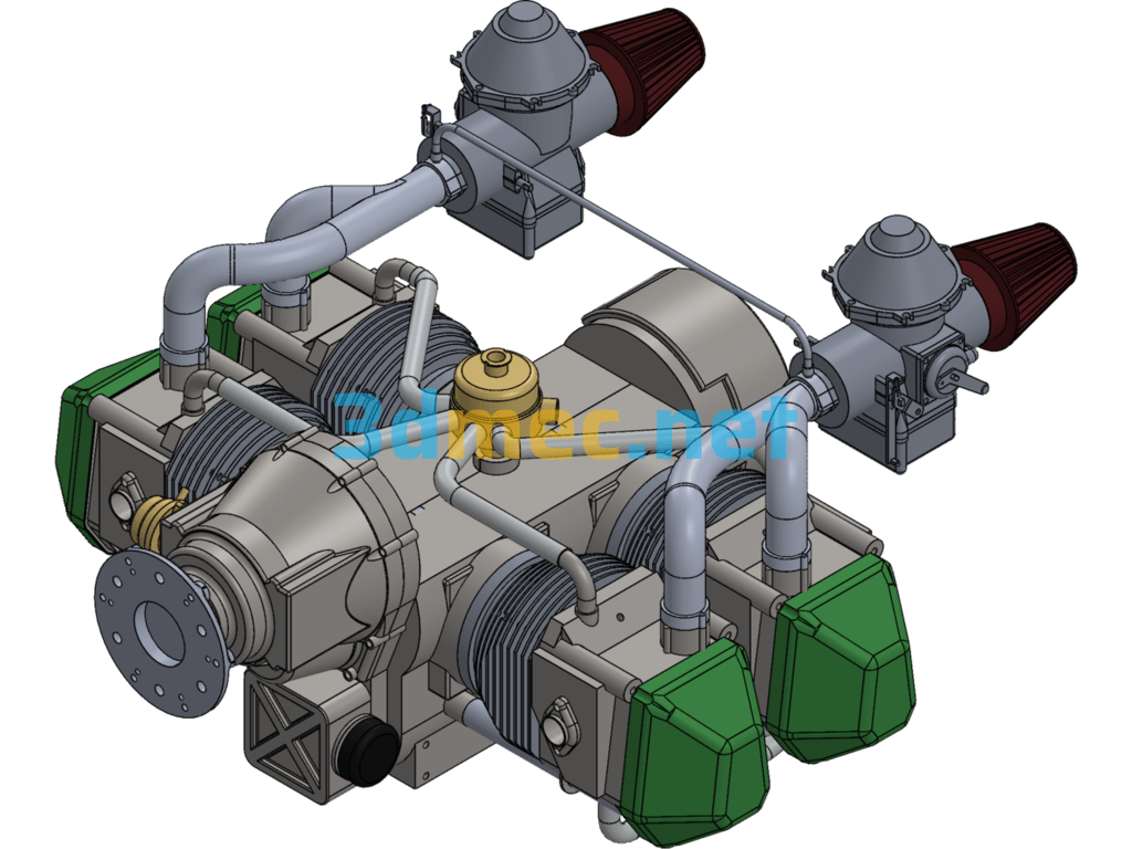 Hummingbird Light Helicopter Engine (Rotax912 Engine) - 3D Model SolidWorks Free Download