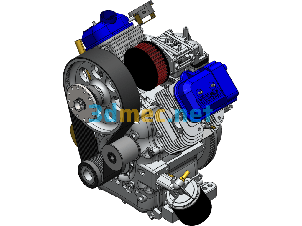 V-Twin Motorcycle Engine - 3D Model SolidWorks Free Download