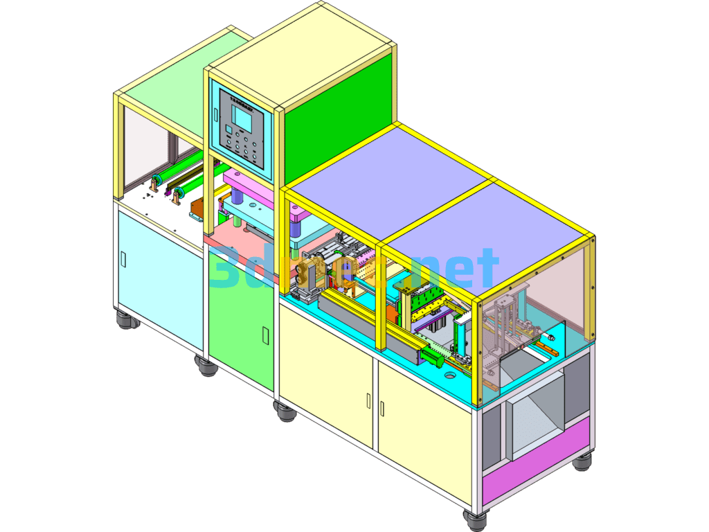 Automatic Soft Pack Lithium Battery Shell Punching Machine - 3D Model SolidWorks Free Download