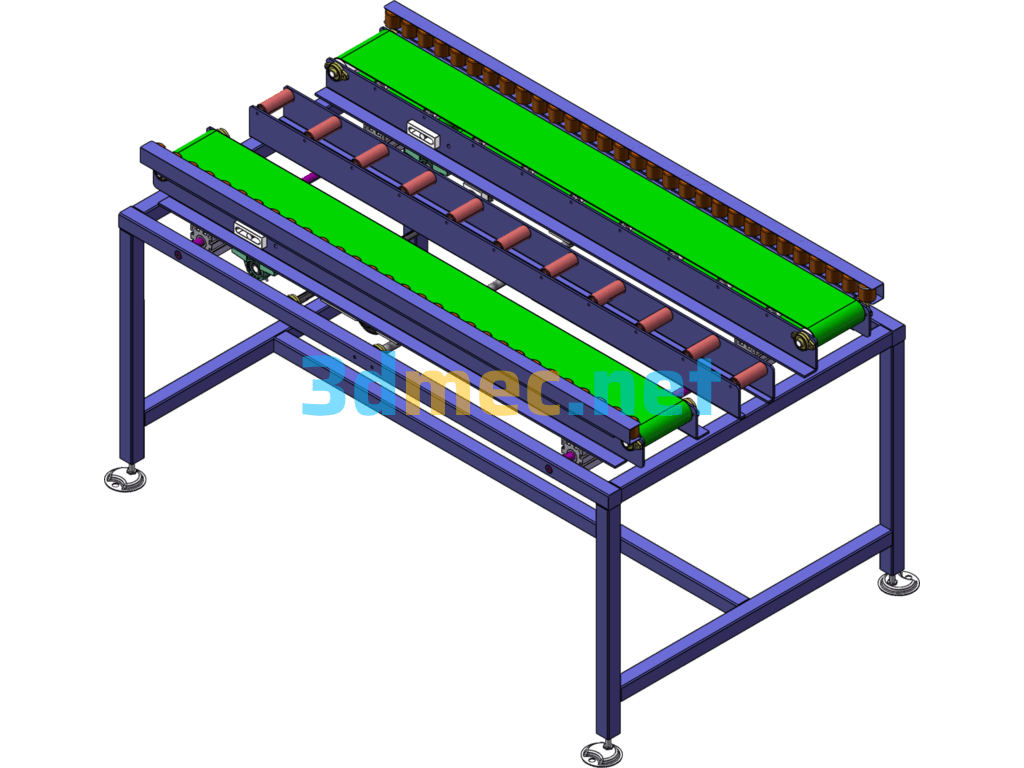 Opening And Closing Assembly Belt Line (Adjustable Width Conveyor) - 3D Model SolidWorks Free Download