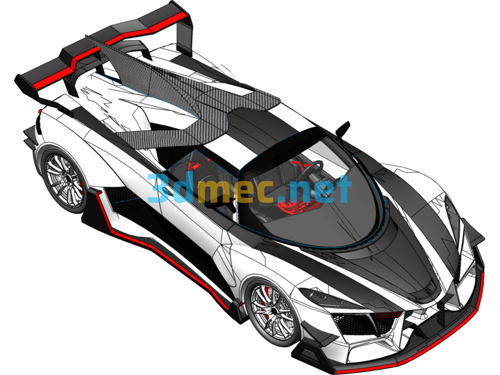 Street Version Supercar (Blue, White) - 3D Model SolidWorks Free Download