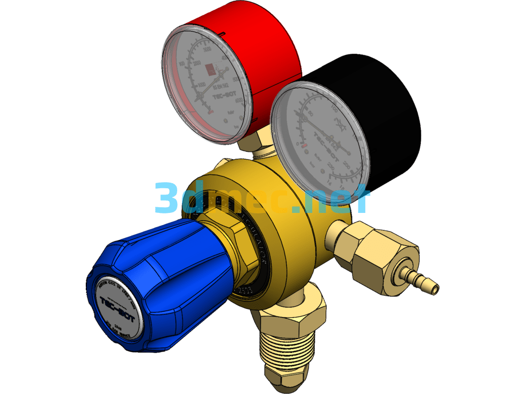 CO2 Cylinder Welding Regulator - 3D Model SolidWorks Free Download