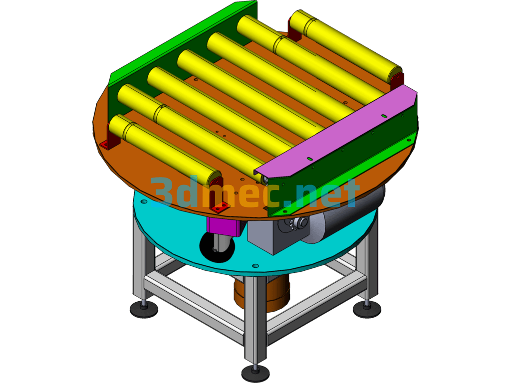 180 Degree Rotating Roller Conveyor - 3D Model SolidWorks Free Download