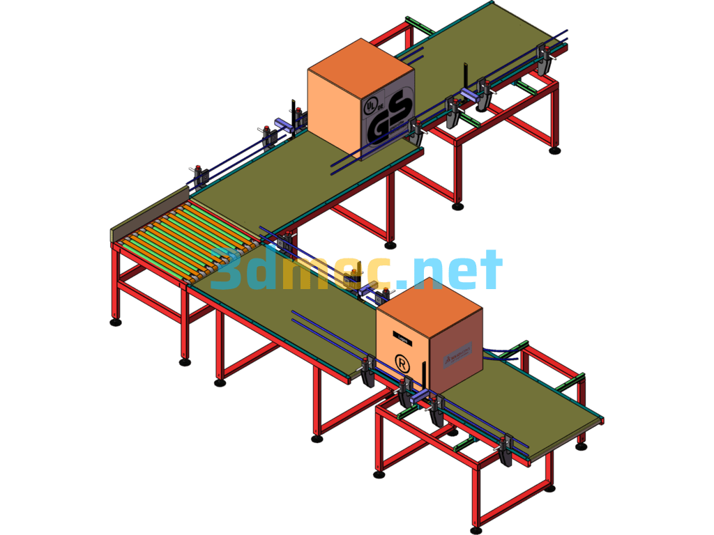 Carton Inkjet Printing Conveyor Line (90 Degree Corner Conveyor) - 3D Model SolidWorks Free Download