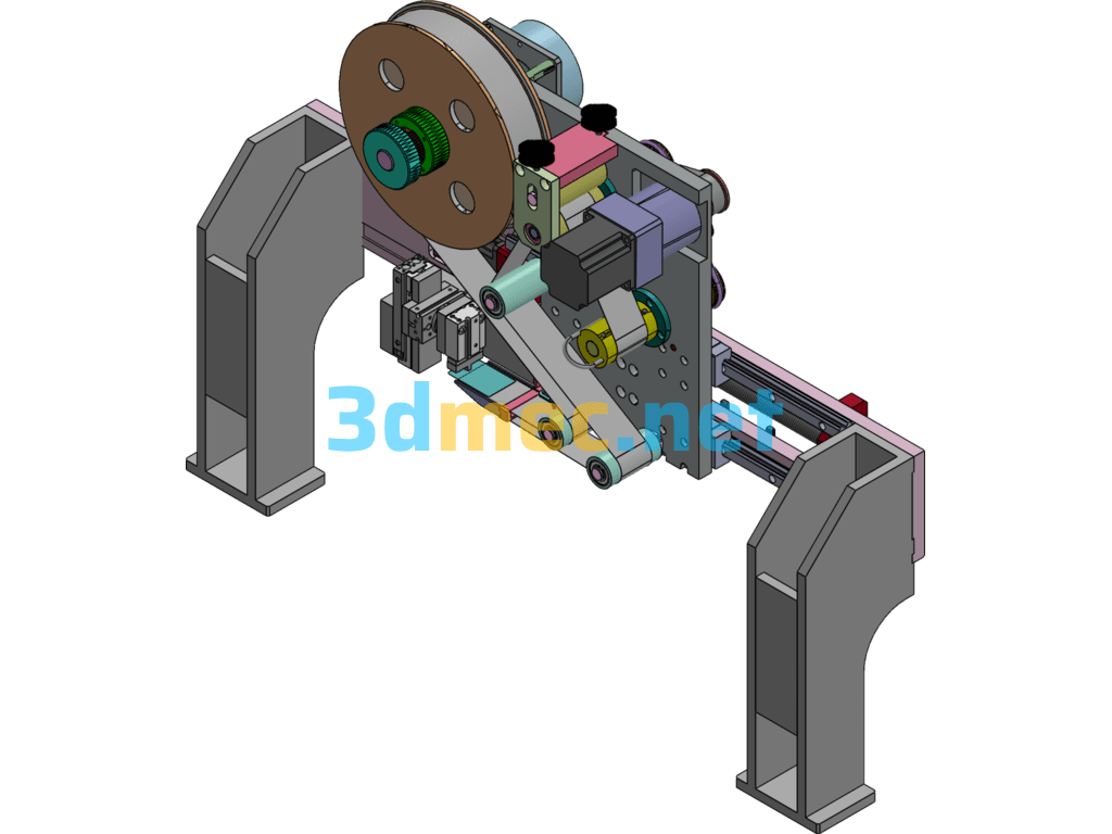 Paper Tearing + Sticker Mechanism (Automatic Veneer Machine) - 3D Model SolidWorks Free Download