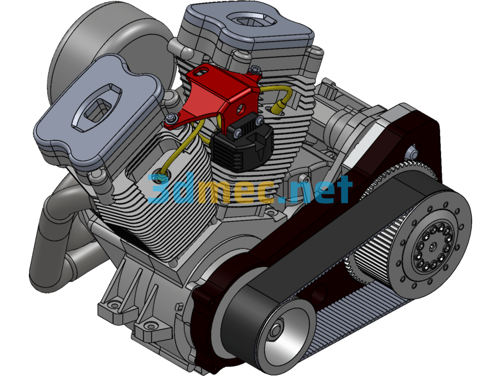 Motorcycle Twin Cylinder Engine Assembly SW Model - 3D Model SolidWorks Free Download