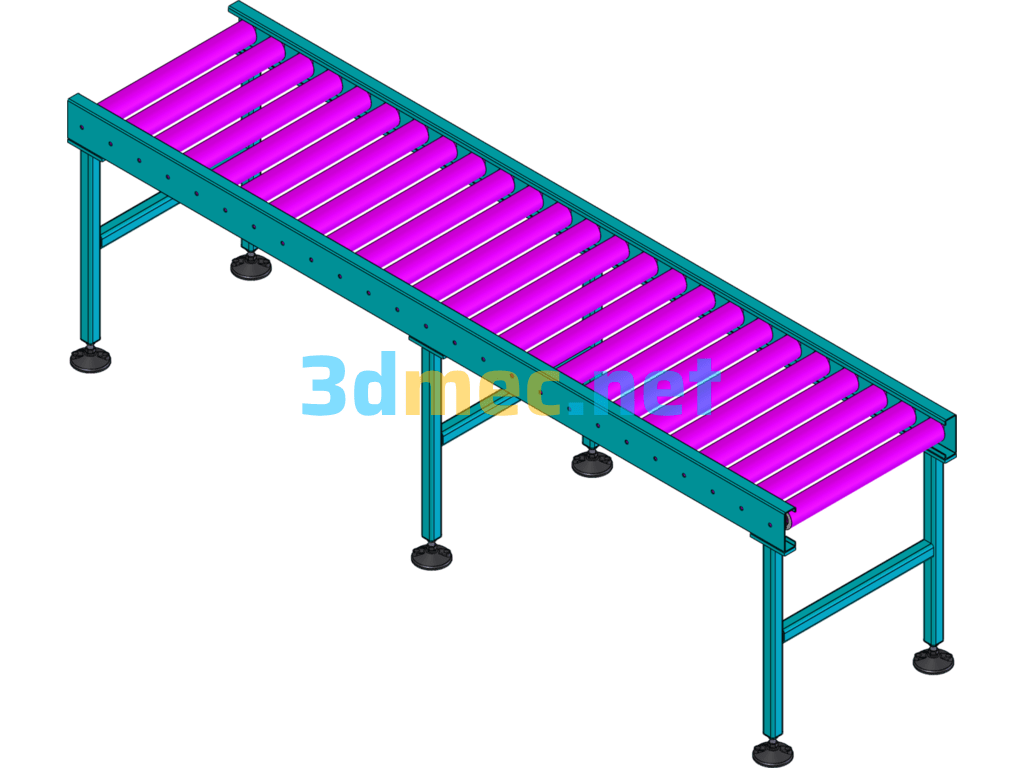 Air Conditioning-Accumulation Roller Line 2500X600X750 (Conveyor Line/Assembly Line) - 3D Model SolidWorks Free Download