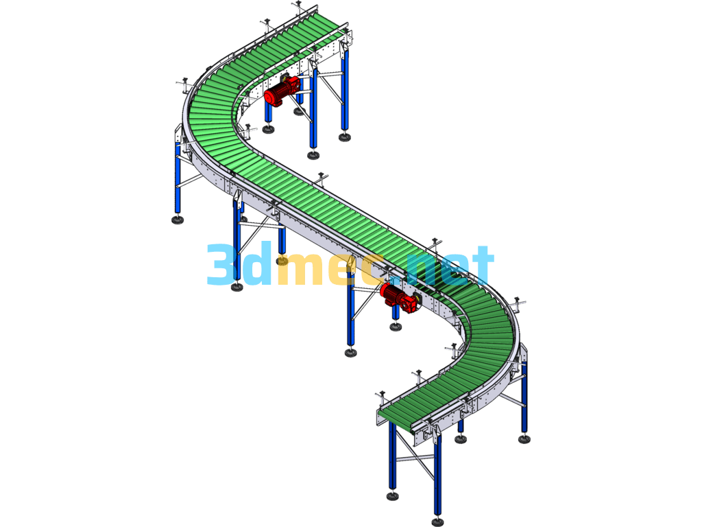 Roller Conveyor Belt (Conveyor) - 3D Model SolidWorks Free Download