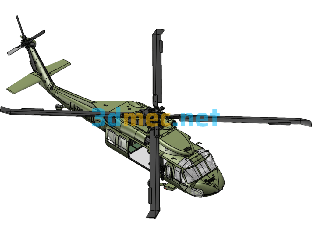 Black Hawk Helicopter - 3D Model SolidWorks Free Download