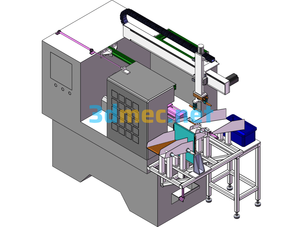 Automatic Loading And Unloading Manipulator Equipment For CNC Lathe - 3D Model SolidWorks Free Download