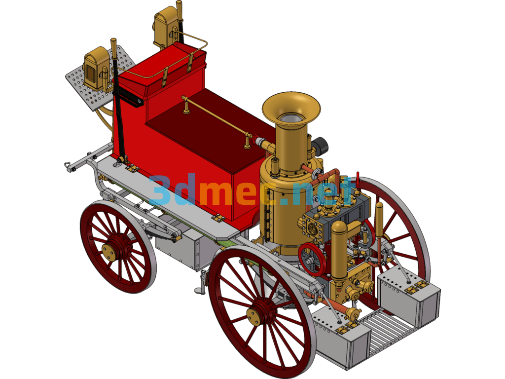 Shand Mason Steam Fire Engine SW Design - 3D Model SolidWorks Free Download