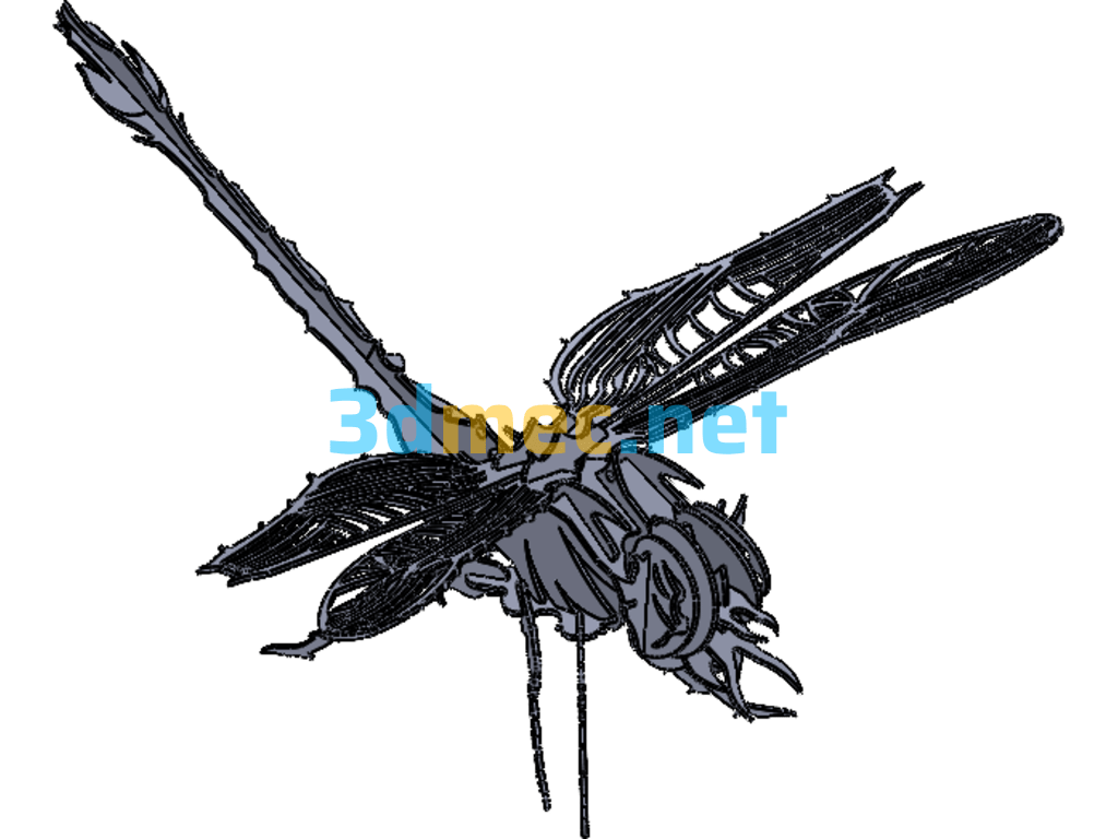 Metal Plate Jigsaw Puzzle-Dragonfly SW Model - 3D Model SolidWorks Free Download