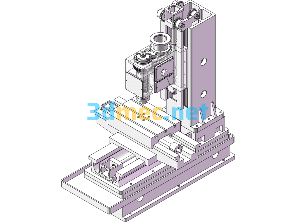 Milling Machine Without Worktable Lifting - 3D Model SolidWorks Free Download