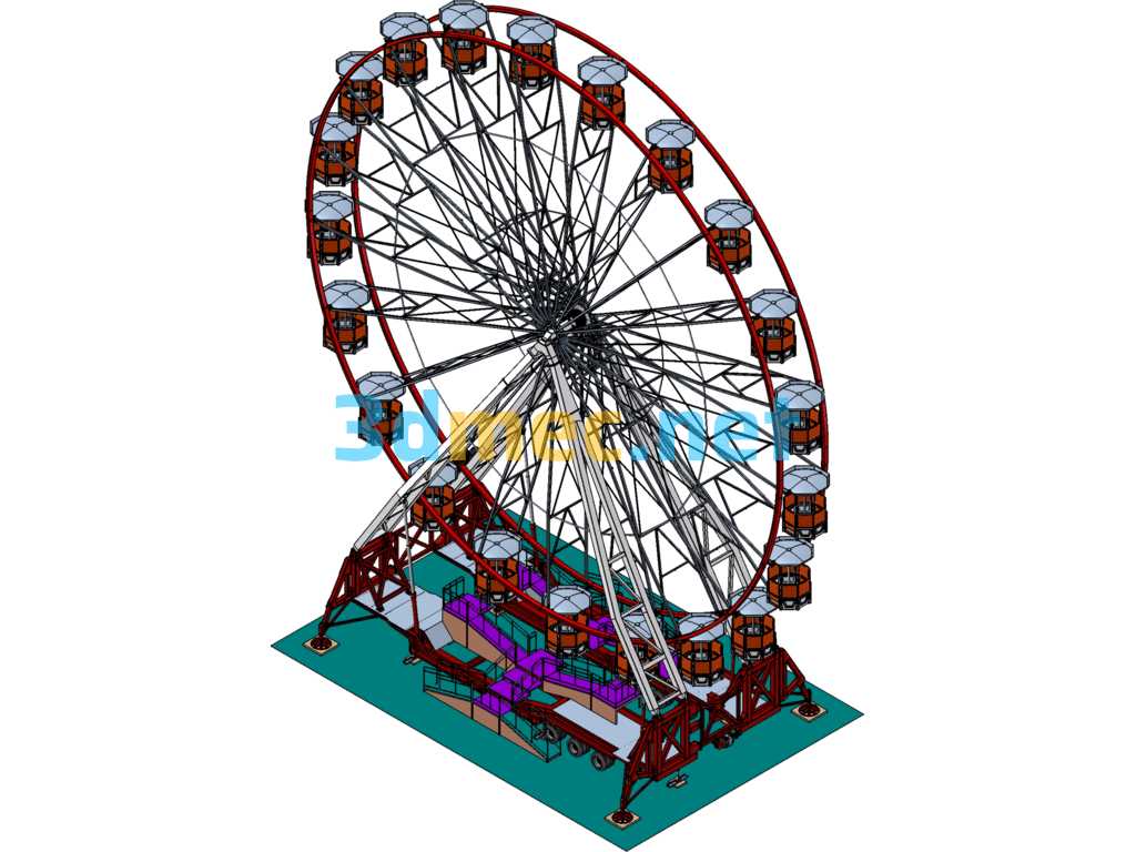 Ferris Wheel SW Design - 3D Model SolidWorks Free Download