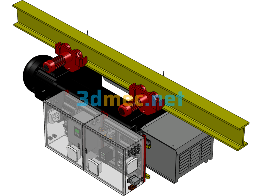 10 Ton Electric Hoist Crane (With Electric Control Cabinet) - 3D Model SolidWorks Free Download