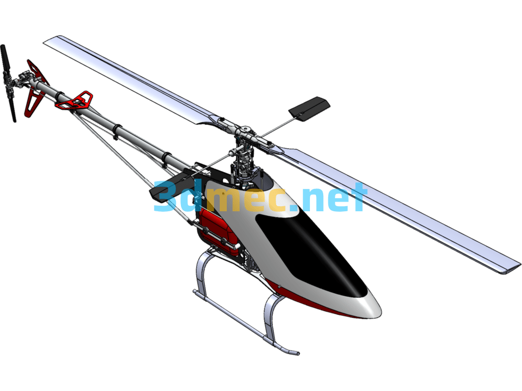 JS TZ-V2 .50 Wireless Remote Control Nitro Helicopter - 3D Model SolidWorks Free Download